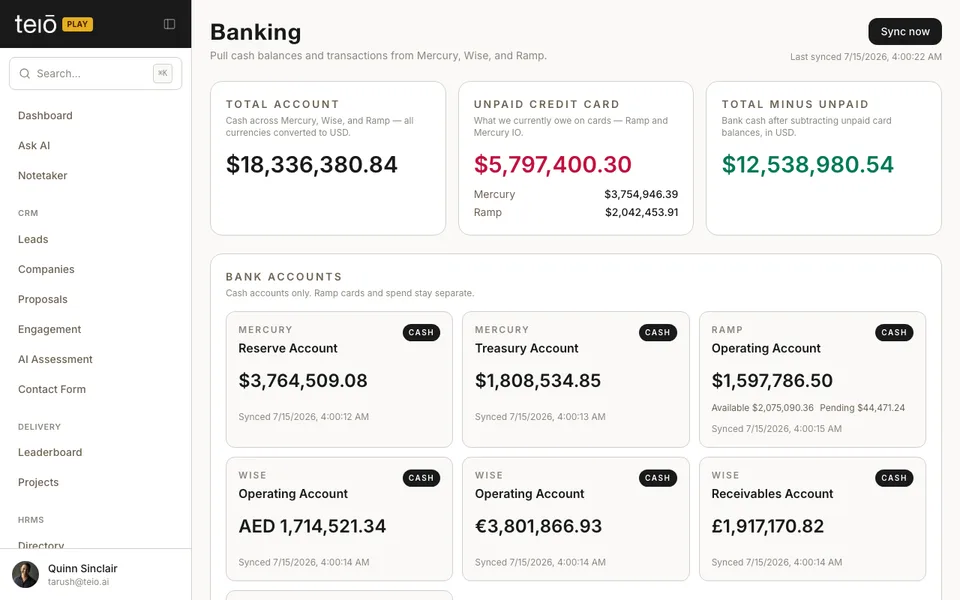 Click to view full screen teiō finance — frame 1 of 5