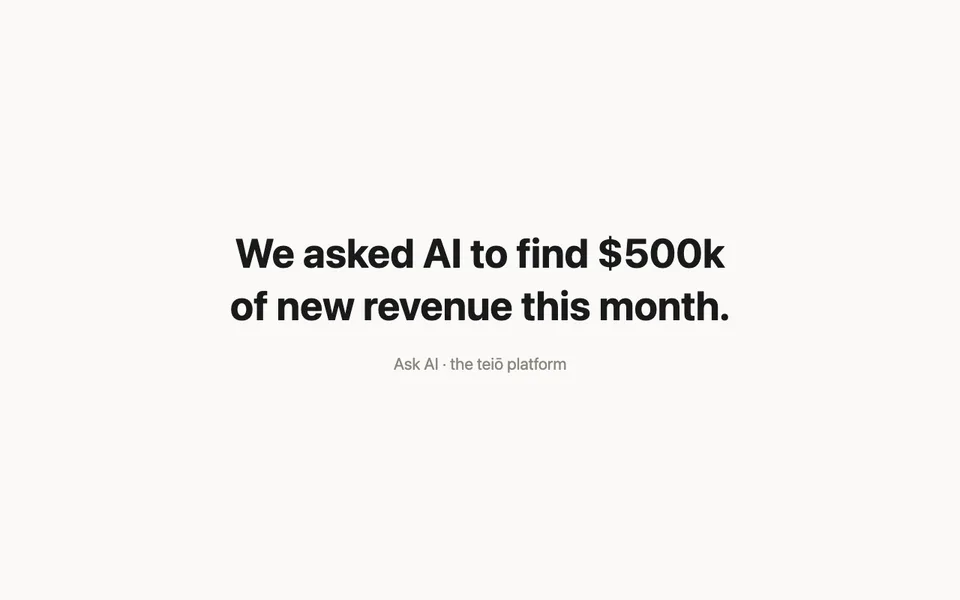 Click to view full screen teiō Ask AI — frame 1 of 12